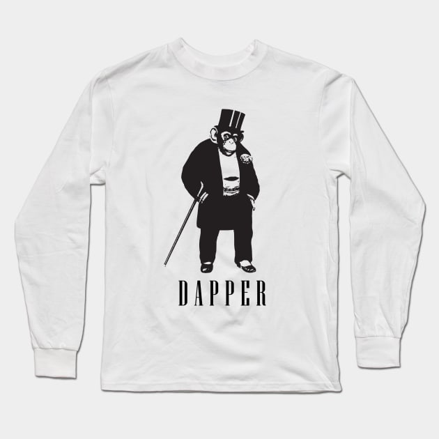 Dapper Chimp in a Monkey Suit and Top Hat Design Long Sleeve T-Shirt by Jarecrow 